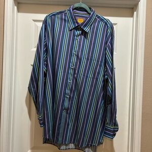 Robert Talbott Carmel Men’s Striped Flip Cuff Button Down Shirt XXL